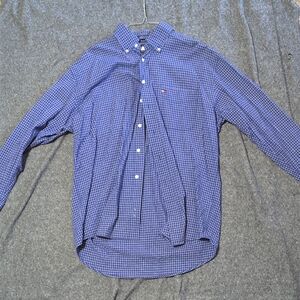 Tommy Hilfiger Blue & White Micro-Check Button-Down Shirt